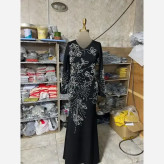 ماکسی مجلسی زنانه مدل خاطره جنس قواصی مروارید دوزی شده سایز 38 تا 52