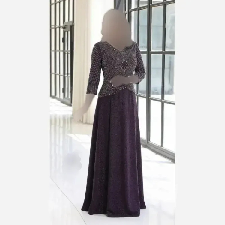ماکسی مجلسی سایز بزرگ لمه ترک مزونی نگیندار