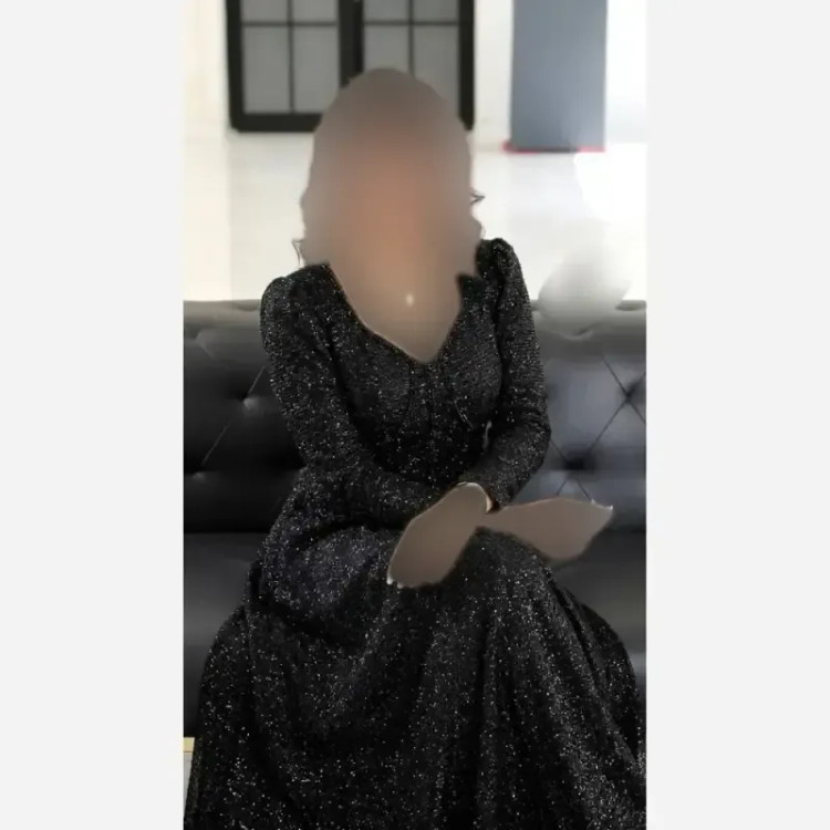 لباس مجلسی مشکی دانتل چمنی سنگدوزی دست کاپدار سایز بزرگ