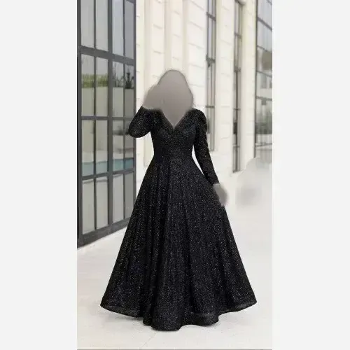 پیراهن مجلسی زنانه مدل سایه گیپور دانتل سنگدوزی مشکی سایزبندی بزرگ