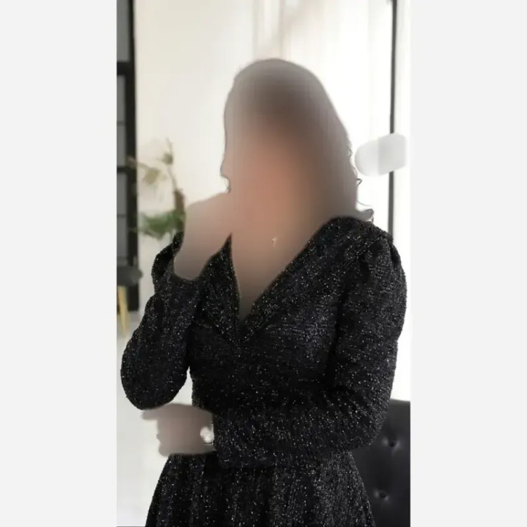 پیراهن مجلسی زنانه مدل سایه گیپور دانتل سنگدوزی مشکی سایزبندی بزرگ