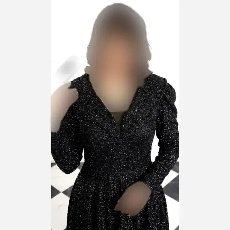 پیراهن مجلسی زنانه مدل سایه گیپور دانتل سنگدوزی مشکی سایزبندی بزرگ