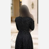 پیراهن مجلسی زنانه مدل سایه گیپور دانتل سنگدوزی مشکی سایزبندی بزرگ