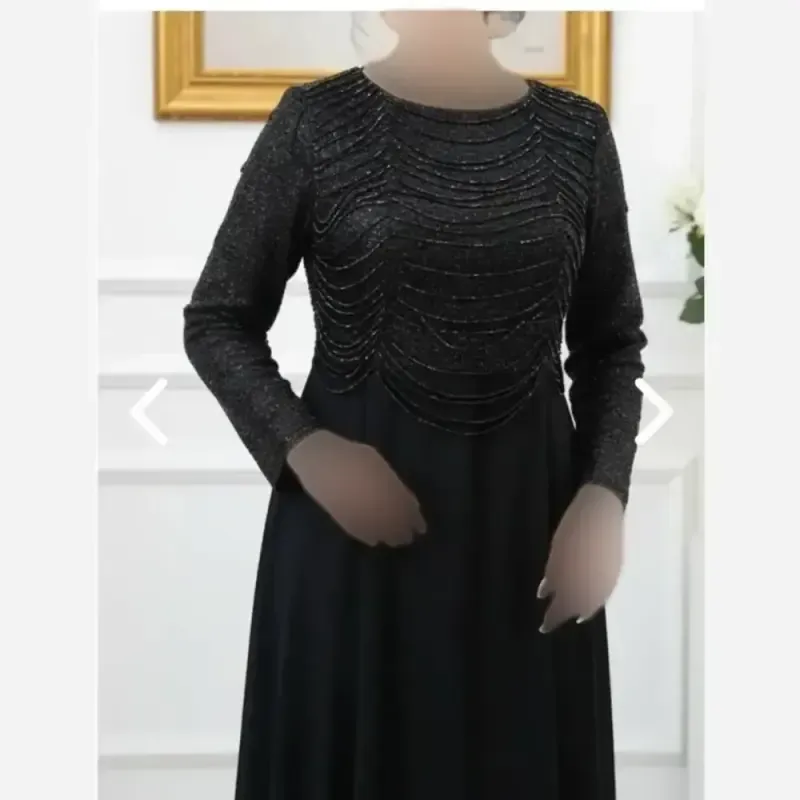 ماکسی مجلسی مشکی زنانه دانتل چمنی و دامن حریر سایز 44 تا 54