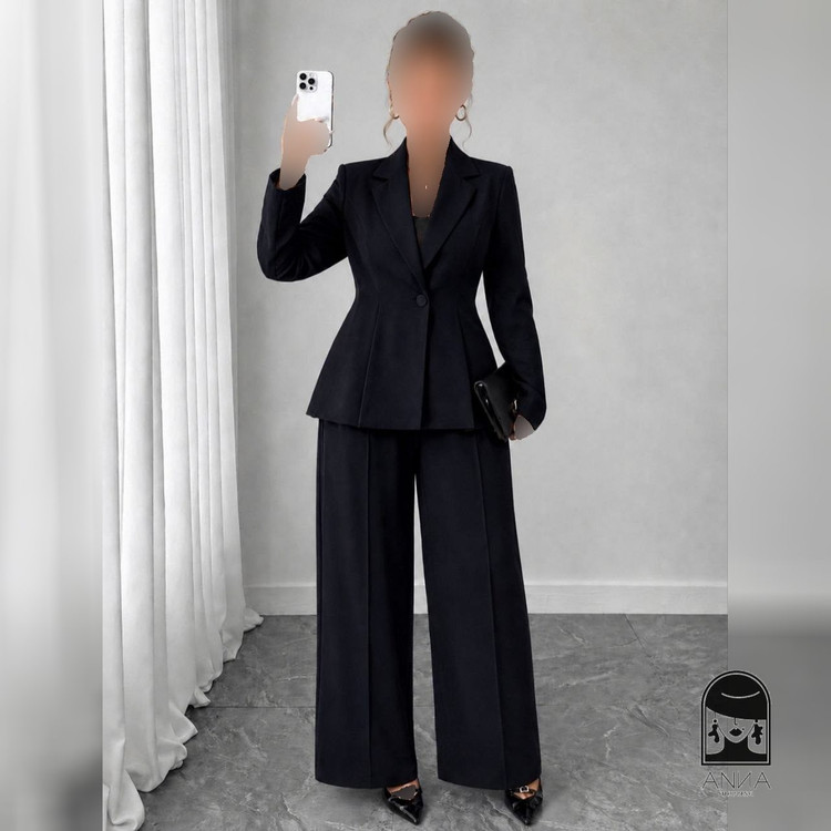 ست کت شلوار زنانه مدل آیلین جنس کرپ بزیاق سایز ۱ تا ۲