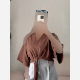 شومیز جلو گره ای لینن پنبه فری سایز مدل تبسم