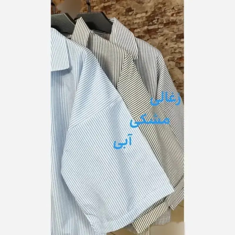 شومیز لینن راه راه کوتاه گره ای پایین گتر فری سایز مدل شکوفا