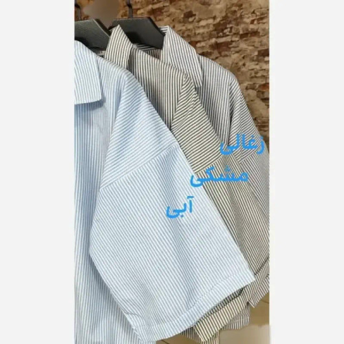 شومیز لینن راه راه کوتاه گره ای پایین گتر فری سایز مدل شکوفا