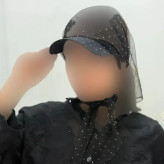 اسکارف نقاب دار توری نگین دار مشکی فری سایز