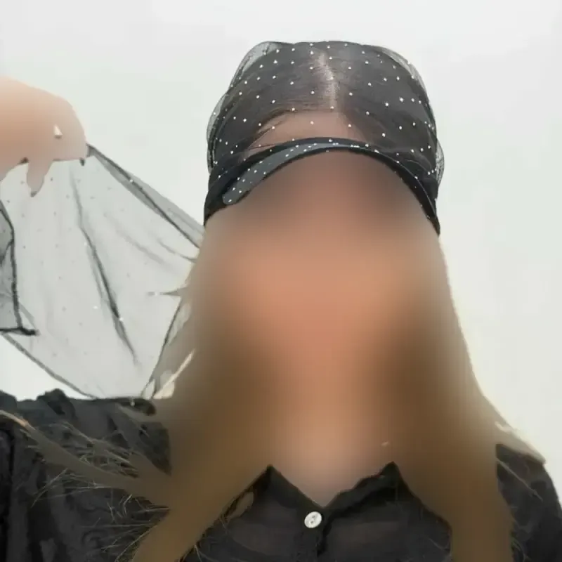 اسکارف نقاب دار توری نگین دار مشکی فری سایز