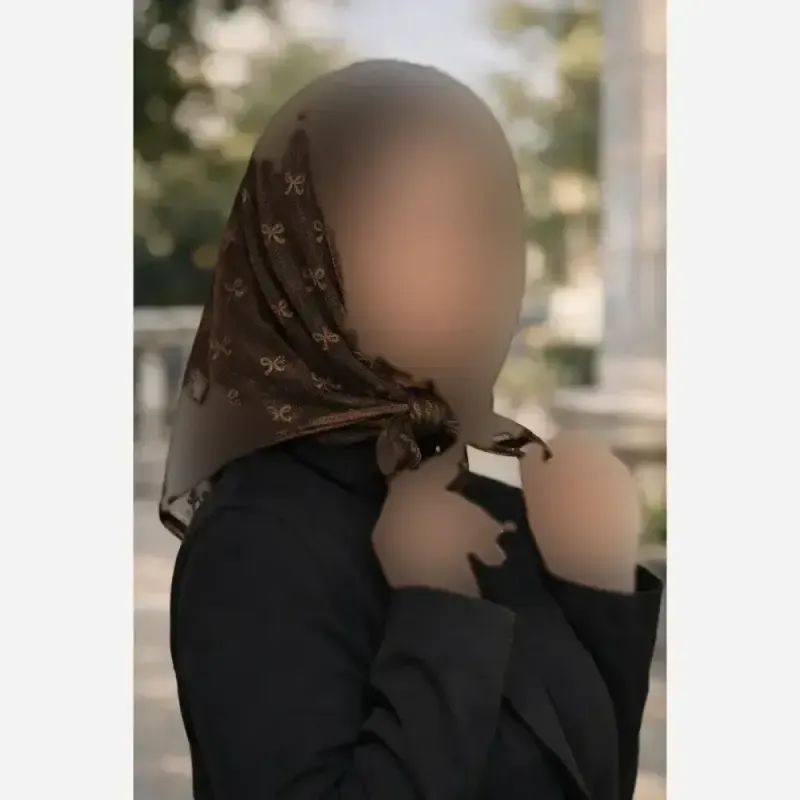 مینی اسکارف توری طرحدار دوردانتل مشکی سایز 75 در 70
