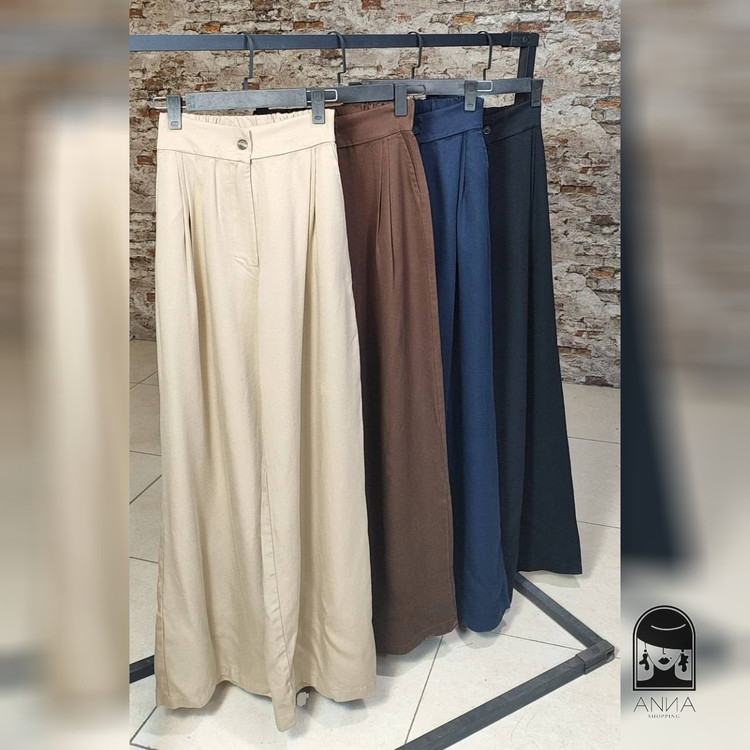 شلوار بگ زنانه مدل ریزشی سیلک جنس کوپرا سیلک پارچه ی ریزشی سایز ۱ تا ۲