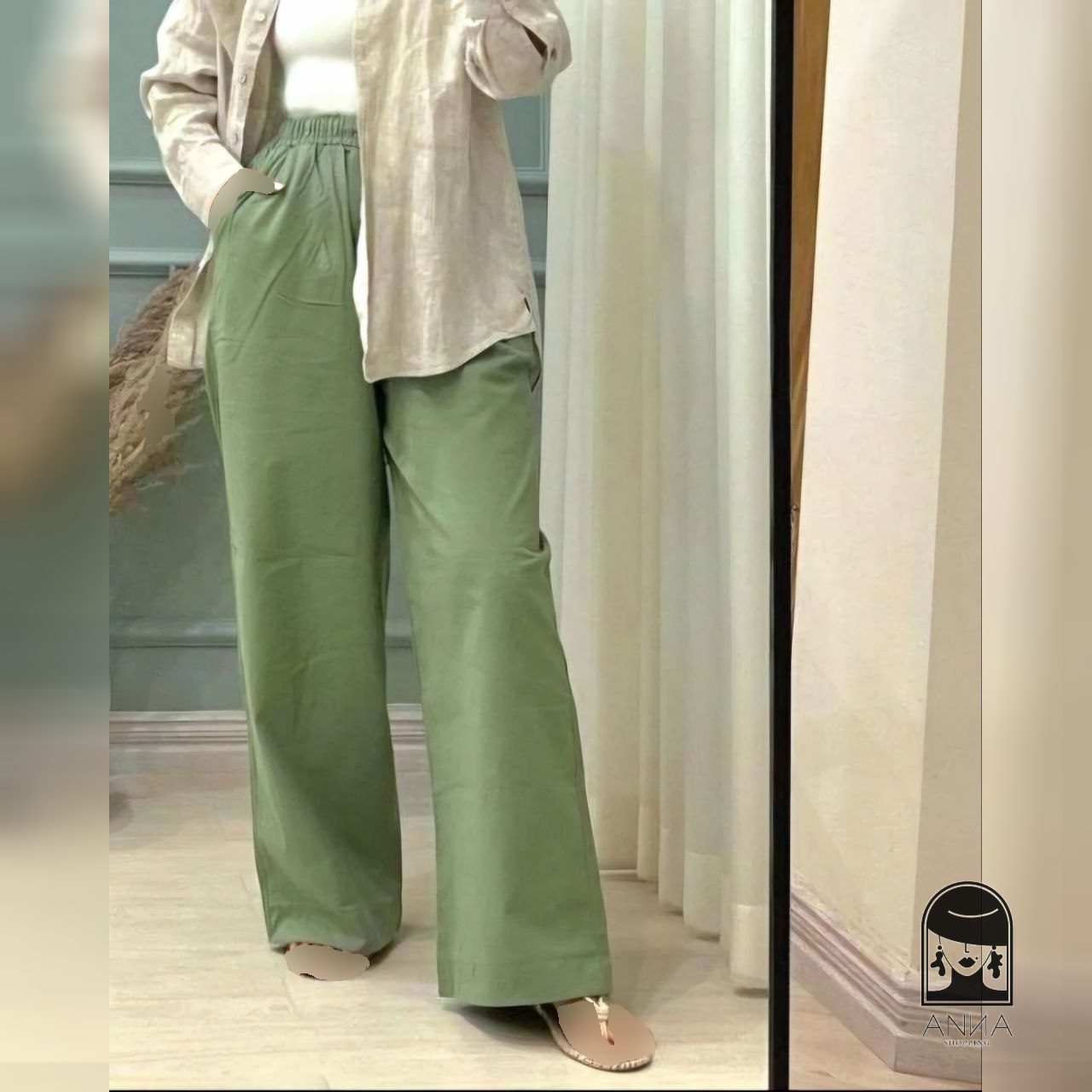 شلوار زنانه مدل نیم بگ لینن جنس لینن شسته شده سایز ۳۸ تا ۴۲