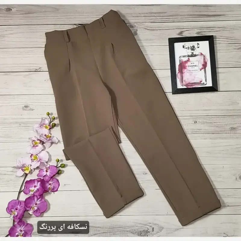 شلوار مام استایل دمپا پاکتی کرپ دابل گرم بالا سایز 40 تا 50 قد 90 سانت