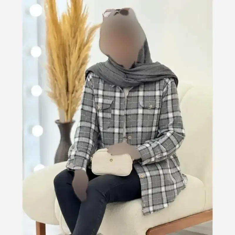 شکت پشمی موهر دار زنانه مدل سایه فری سایز رنگ سبز طوسی قرمز