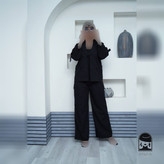 ست کت شلوار زنانه مدل مشکی پانیسا جنس لینن سایز ۱ تا ۲