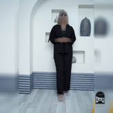 ست کت شلوار زنانه مدل مشکی پانیسا جنس لینن سایز ۱ تا ۲