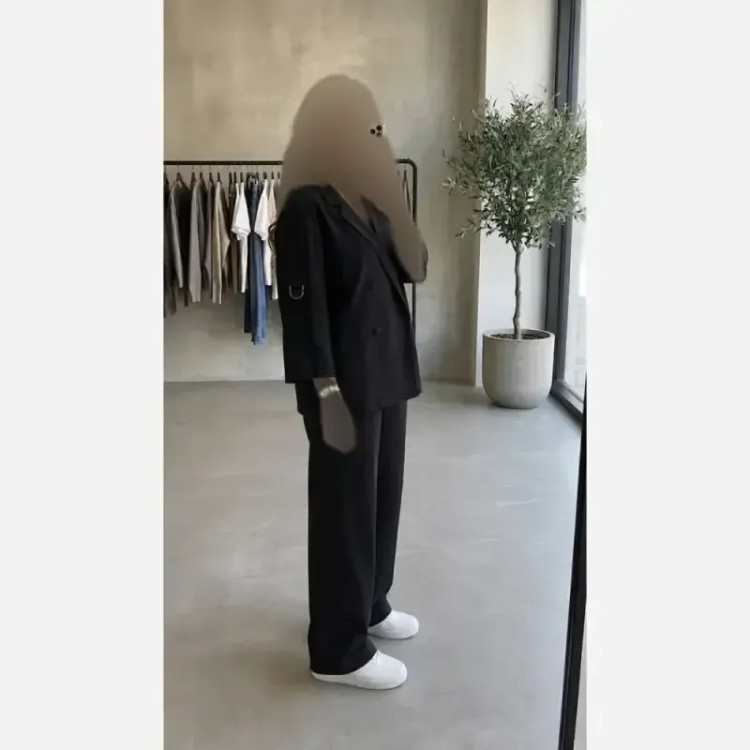 کت شلوار لینن مشکی زنانه سایز 1 و 2