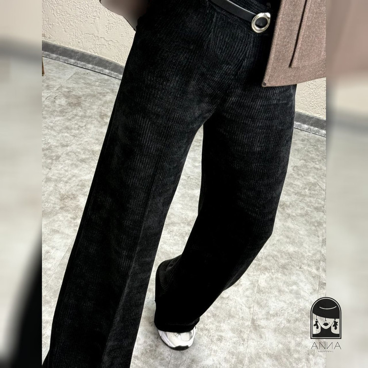 شلوار زنانه مدل رنگبندی و کیفیت پارچه جنس مخمل شانل سایز ۱ تا ۲