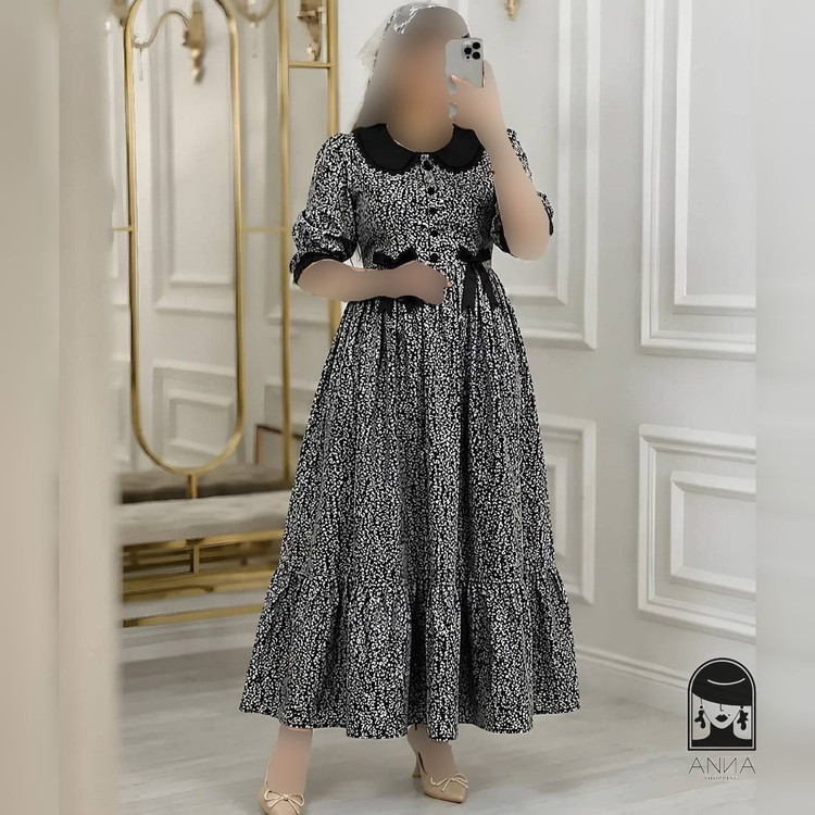 پیراهن زنانه مدل بلند هستی جنس الیزه فری سایز