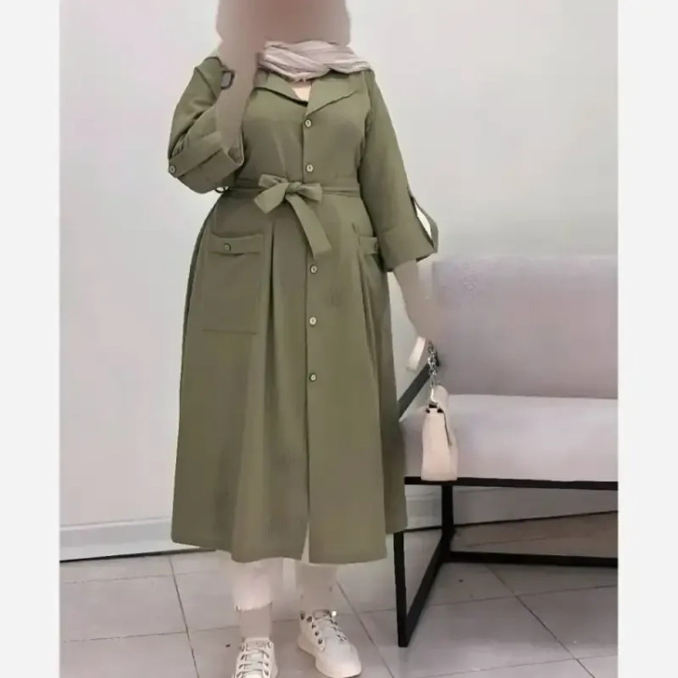 مانتو لنین سوگل دکمه کاربردی سایز بزرگ و معمولی