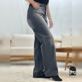 شلوار بگ زنانه مدل جین جنس جین اصل شسته شده و سنگشور شده سایز ۳۸ تا ۵۲