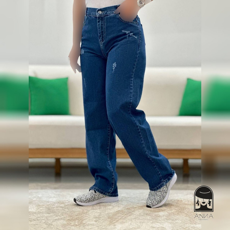 شلوار بگ زنانه مدل جین جنس جین اصل شسته شده و سنگشور شده سایز ۳۸ تا ۵۲