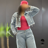 کراپ زنانه مدل جین جنس جین اصل شسته شده و سنگشور شده سایز ۴۰ تا ۴۲