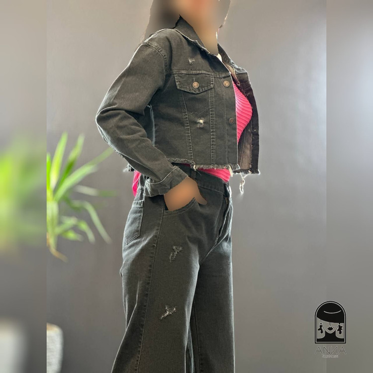 کراپ زنانه مدل جین جنس جین اصل شسته شده و سنگشور شده سایز ۴۰ تا ۴۲