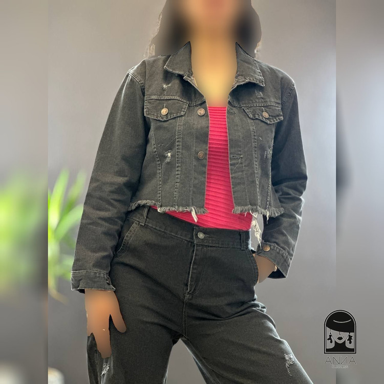 کراپ زنانه مدل جین جنس جین اصل شسته شده و سنگشور شده سایز ۴۰ تا ۴۲