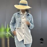 کراپ زنانه مدل جین جنس جین اصل شسته شده و سنگشور شده سایز ۴۰ تا ۴۲