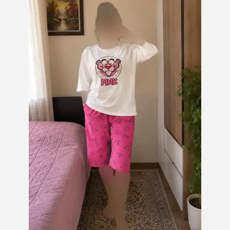 ست تیشرت باکسی و شورتک نخ پنبه درجه یک فری سایز