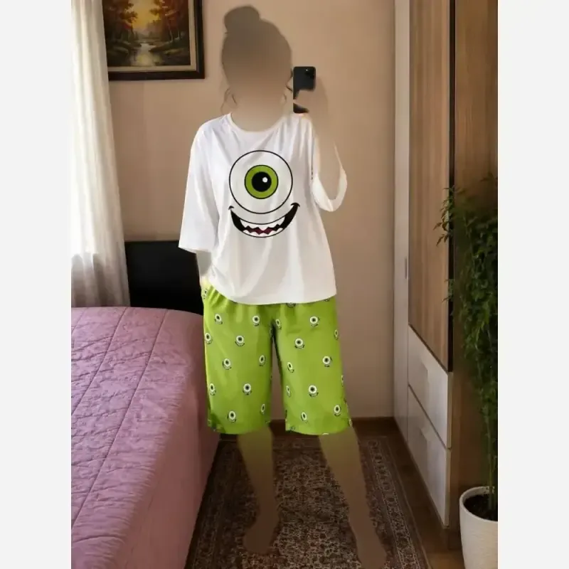 ست تیشرت باکسی و شورتک نخ پنبه درجه یک فری سایز