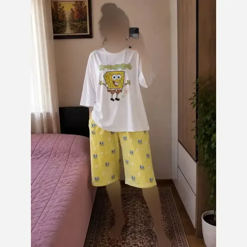 ست تیشرت باکسی و شورتک نخ پنبه درجه یک فری سایز