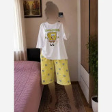 ست تیشرت باکسی و شورتک نخ پنبه درجه یک فری سایز