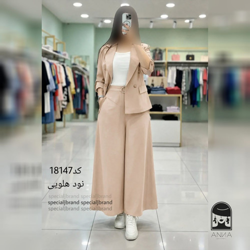 ست کت دامن زنانه مدل شلواری سارا جنس لینن سایز ۱ تا ۲