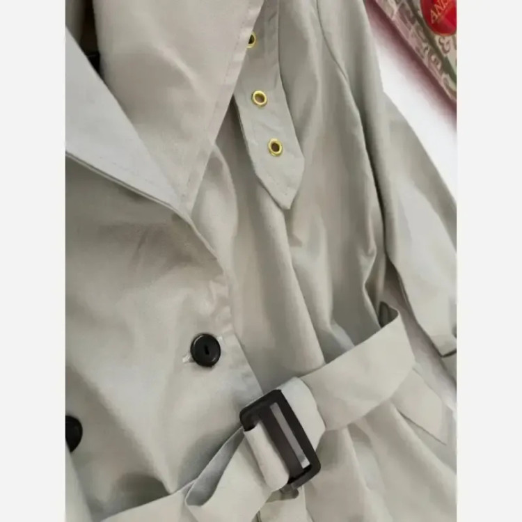 پالتو کتانی پاییزه مدل نیلی فری سایز کمربنددار