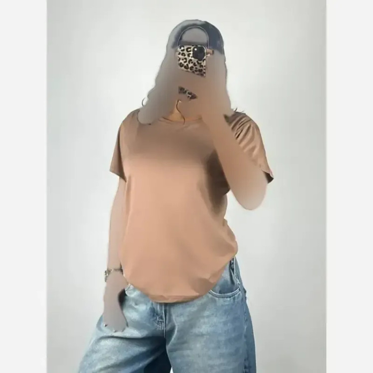 تیشرت پنبه زنانه فری سایز مدل مدادرنگی