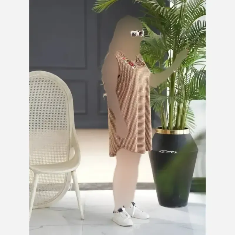سارافون زنانه گلدوزی شده جنس پنبه سوپر فری سایز شقایق