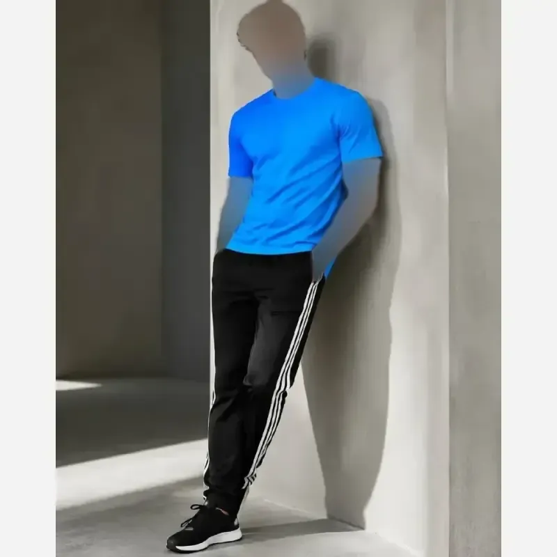 ست تیشرت پنبه و شلوار سه خط مردانه رنگ آبی