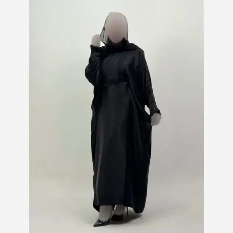 عبا کوپرا آستین ژول رنگ مشکی فری سایز 38 تا 60