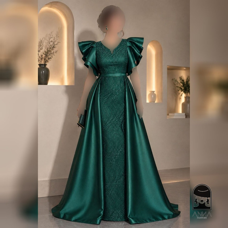 لباس مجلسی زنانه ماکسی دو دامنه مدل سیندرلا