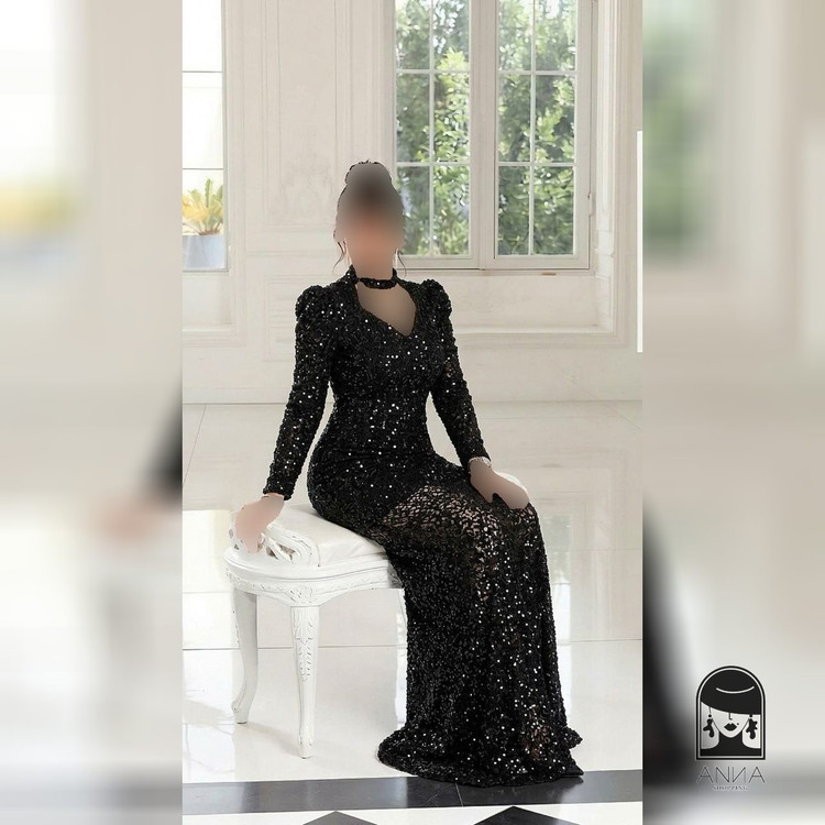 لباس مجلسی زنانه بلند مدل تور عنکبوتی کلارا