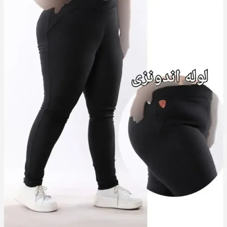 شلوار کتان کش اندونزی کمرکش بزرگ سایز زنانه دوخت صنعتی