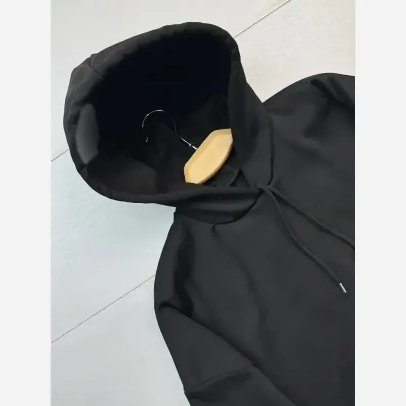 هودی زنانه مدل لندو دورس تو کرکی ضخیم کلاه دار رنگ مشکی سایز فری سایز