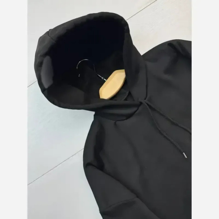 هودی زنانه مدل لندو دورس تو کرکی ضخیم کلاه دار رنگ مشکی سایز فری سایز