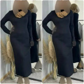 ماکسی یقه اسکی بافت زنانه رنگ مشکی فری سایز