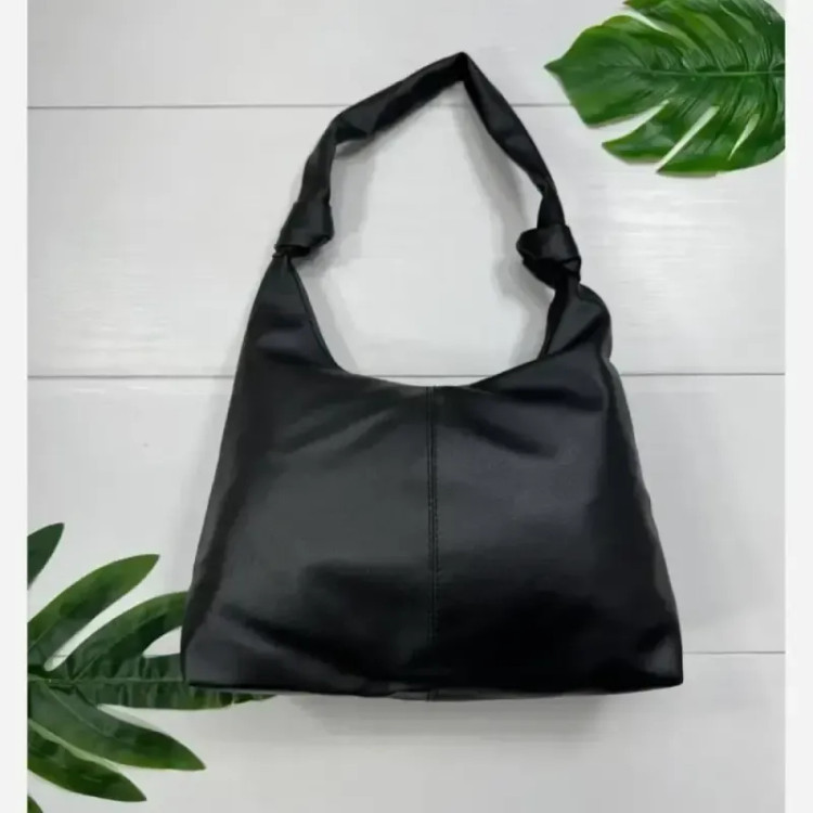 کیف بند گره ای چرم مشکی و موکا سایز 30 در 40 سانت