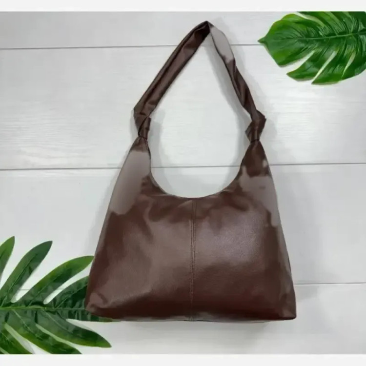 کیف بند گره ای چرم مشکی و موکا سایز 30 در 40 سانت