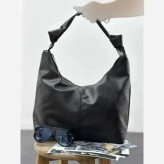 کیف بند گره ای چرم مشکی و موکا سایز 30 در 40 سانت